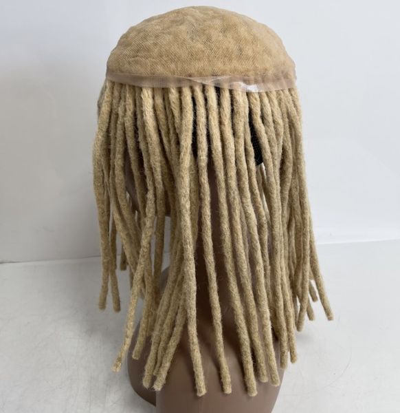 

16 inches indian virgin human hair hairpieces 8x10 toupee blonde #613 dreadlocks full lace unit for black man dreadlocks lace er for black w