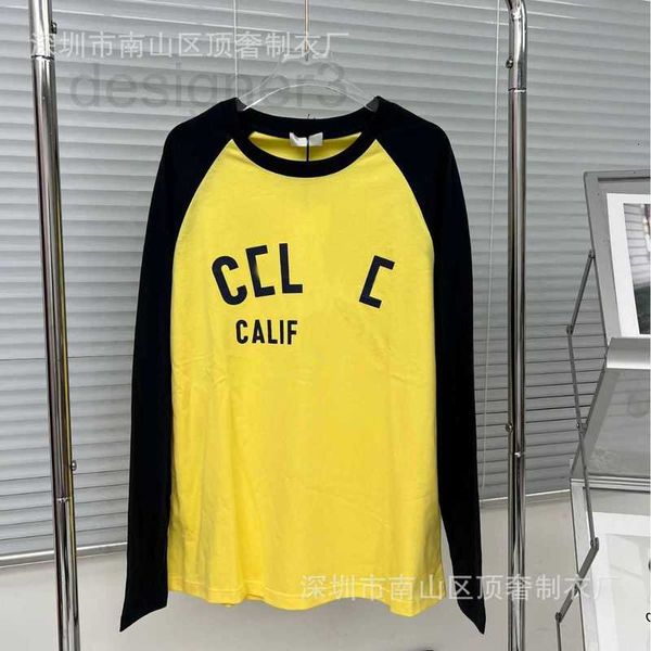 

women's t-shirt designer 23 spring/summer new product color block letter classic long sleeve underlay loose fashion 1dh3, White