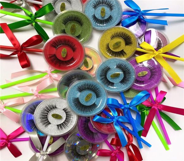 

lollipop box false eyelash 3d mink strip silk lashes thick false faux eyelashes 26 style ship1998139