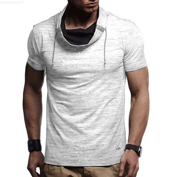 

men's t-shirts plus size mens muscle fitness hooded hoodie short sleeve gym workout loose slim t-shirts clothing for 2023 l230720, White;black