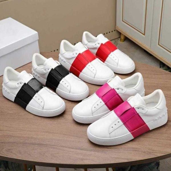 

r shoes women color block rivet sneakers studded flats genuine leather small white shoe valentinolies casual d165 gfg0, Black