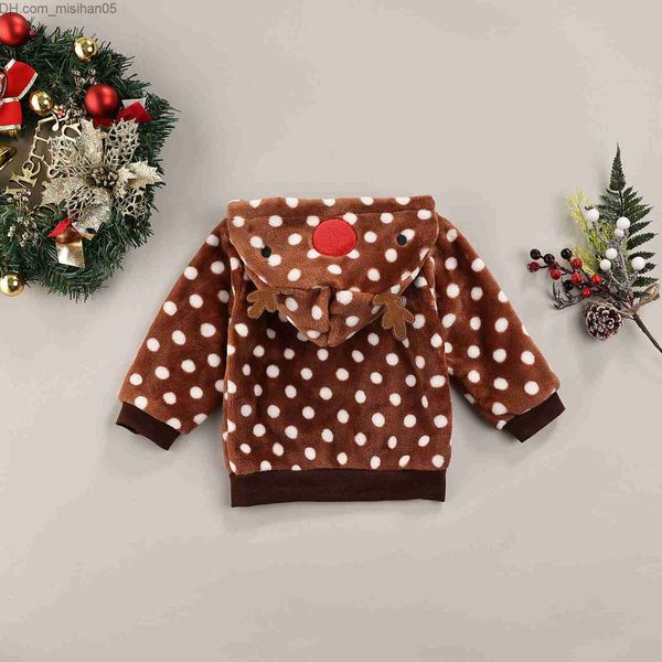 

pullover emmababy children's long sleeve plush zipper cardigan cartoon dots 3d deer horn hooded winter coat 1-5t coat z230720, Blue