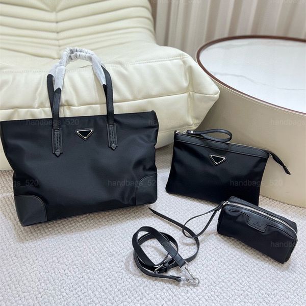 

3pcs/set women's shoulder bags wallets tote bags luxury vintage nylon black messenger cross body bags backpack brand handbags chain