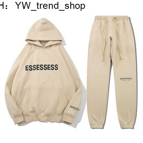 

designer essent hoodie fashion loose hoodies long pants suits women mens streetwear set essen sweatshirts clothing essenteil tg 51, Black
