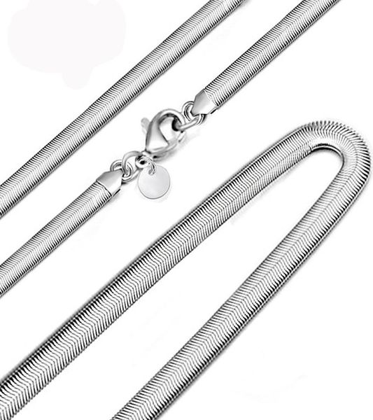 

omhxzj whole personality chains fashion party gift silver 6mm flat snake chain 925 sterling silvers chain necklace nc163278804