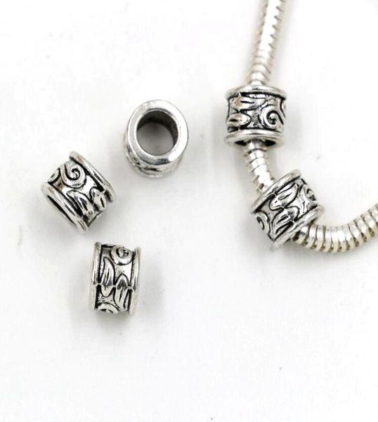 

100pcs antique silver 55mm hole zinc alloy tube bead spacers charm for jewelry making bracelet necklace diy accessories1989559, Bronze;silver