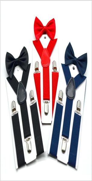 

kids suspenders bow tie set boys girls braces elastic ysuspenders with bow tie fashion belt children baby retro strap clip yback6729881, Black