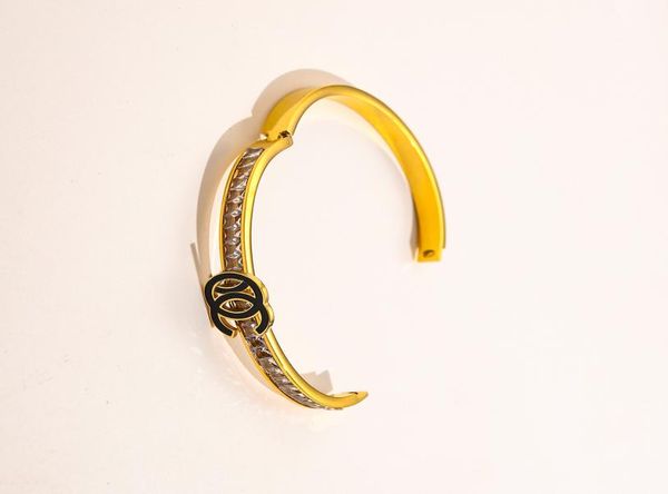 

new style fashion bracelets women bangle luxury designer jewelry crystal 18k gold plated stainless steel lovers gift bangles mens 4793748, Black