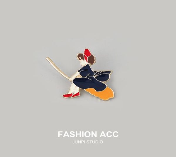 

cut little girl kiki brooches bag lapel pin cartoon kids women badge delivery jewelry gift for friends3927019, Blue