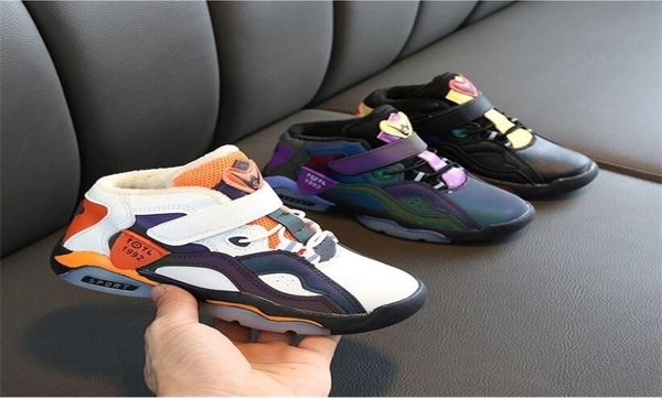 

autumn boys sport shoes child basketball shoes leather fashion running toddler shoes kids outdoor ankle boots plush warm sneaker3570465, Black
