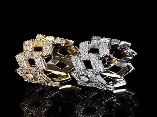 

with side stones men rings 14mm diamond cuban hiphop ring jewelry zircon 18k gold plating personality design couple fashion brand 1037705, Silver