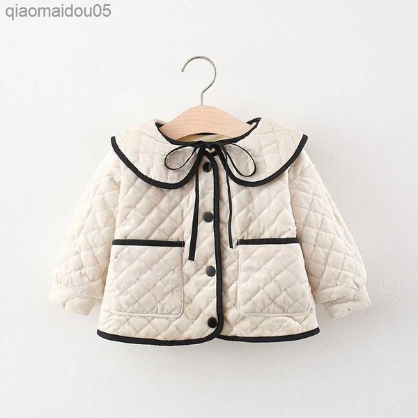 

girls jacket autumn and winter girls thickened long-sleeved warm cotton clothes baby cardigan plus velvet warm cotton clothes l230712, Blue;gray