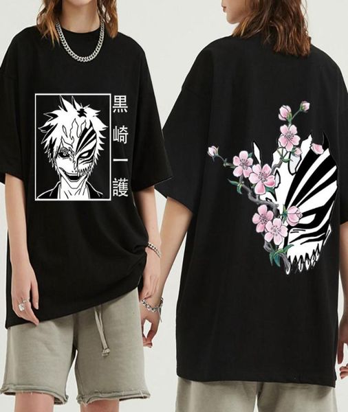 

men039s tshirts japanese anime bleach t shirt men kawaii kurosaki ichigo graphic tees funny harajuku cartoon male streetwear t3124545, White;black