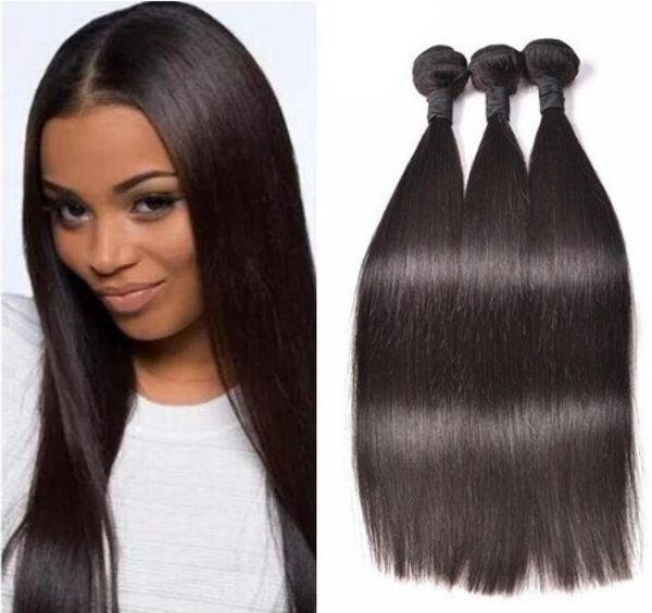 

10a human brazilian straight human hair weft no shed straight hair weave brazilian virgin human hair bundles7448662, Black