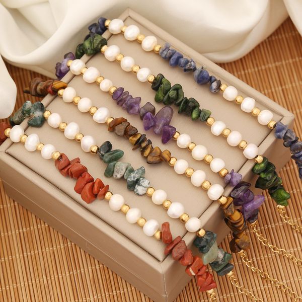 

classic design colorful natural stone fresh water pearl bracelet summer beach bracelets jewelry for gift, Black