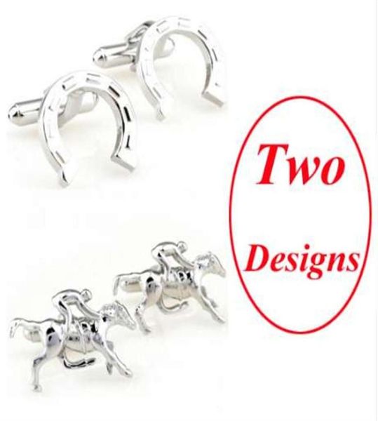 

2 designs ride horse cufflink horseshoes cuff link 353d0124148279, Silver