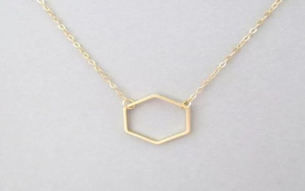 

1 simple hollow line hexagon charm pendant necklace cut out open polygon lucky geometric quadrilateral woman mother men039s fam3989567, Silver