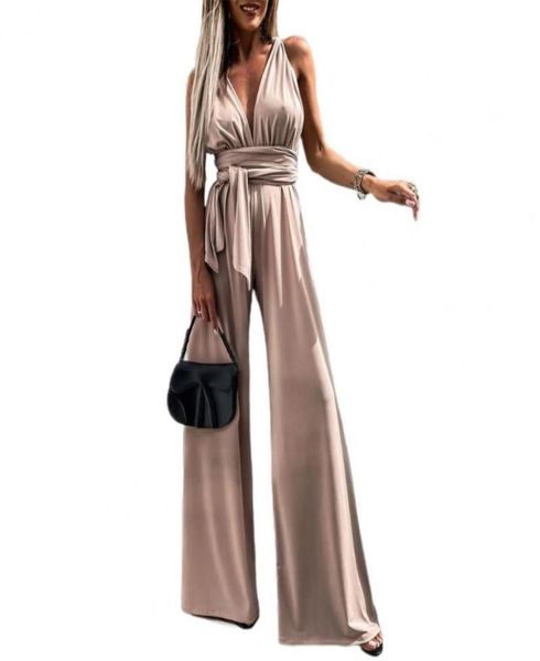 

women039s jumpsuits rompers women long sleeveless high waist romper v neck backless wide leg elegant jumpsuit banquet party f2828939, Black;white