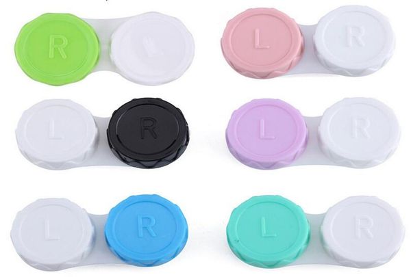 

new popuplar colorful contact lens case lovely colorful dual box double case lens soaking case epacket 6926234