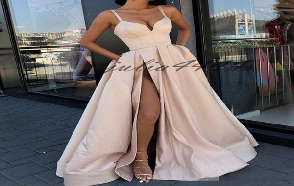 

new ivory front split evening dresses prom floor length party gowns spaghetti special occasion dresses 2019 814241, Black;red