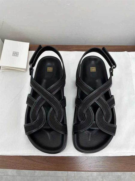

pure original niche toteme thick soled sandals cowhide style caligae handmade leather woven beach shoes