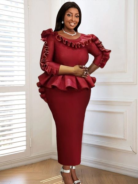 

plus size dresses plus size 4xl women party maxi dresses ruffles peplum red christmas robes event package hip prom african female wedding au, Black