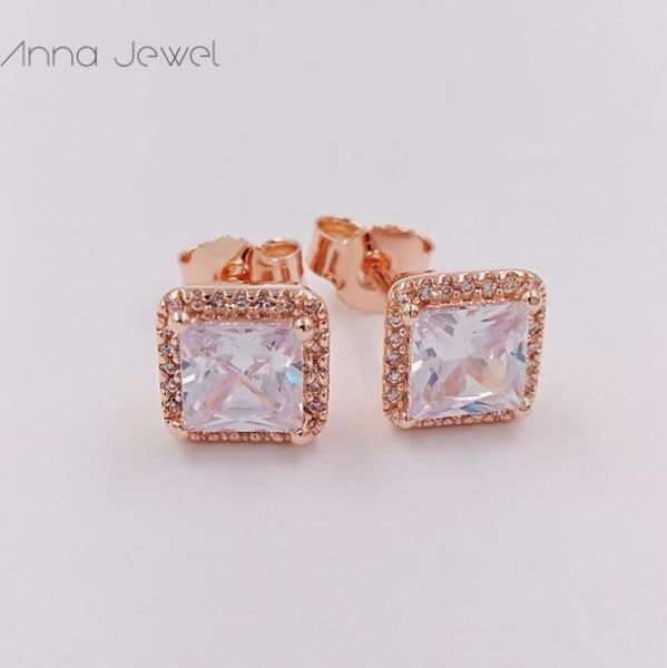 

designer jewelry authentic 925 sterling silver elegance rose gold diamond stud earring earrings luxury women valentine day birthday gift 280, Golden;silver