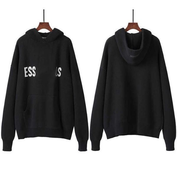 

luxury essentialhoodie designer womens es essent hoodie sweatshirts essentails hoodies for men hoody knitted knit sweaters pullover crewneck, Black