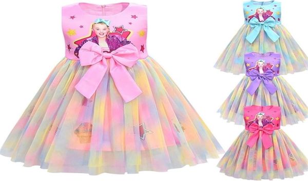 

girls dress jojo siwa mesh bow dresses kids birthday christmas party clothing jojo siwa princess dress 09246645234, Red;yellow