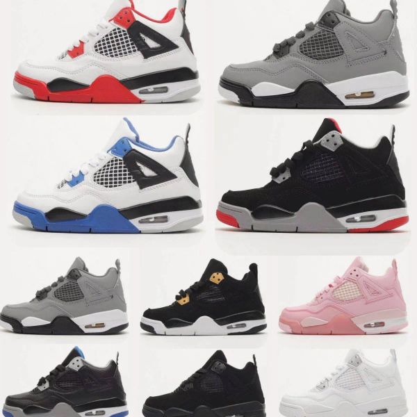 

boys basketball 4 jumpman 4s shoe kids shoes children black mid sneaker chicago designer scotts military cat trainers baby kid youth toddler