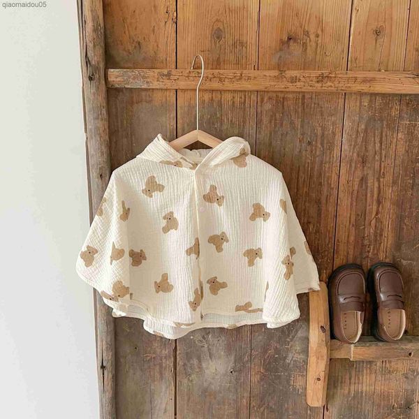 

infant baby sunscreen clothing summer thin breathable 2023 new children's summer sunscreen jacket baby cotton cute bear cloak l230712, Blue;gray