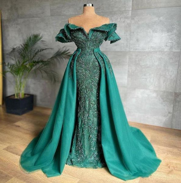 

large size arabian green mermaid prom dress lace beading evening dress formal luxury prom dress fashionable evening elegant2663047, Black;red