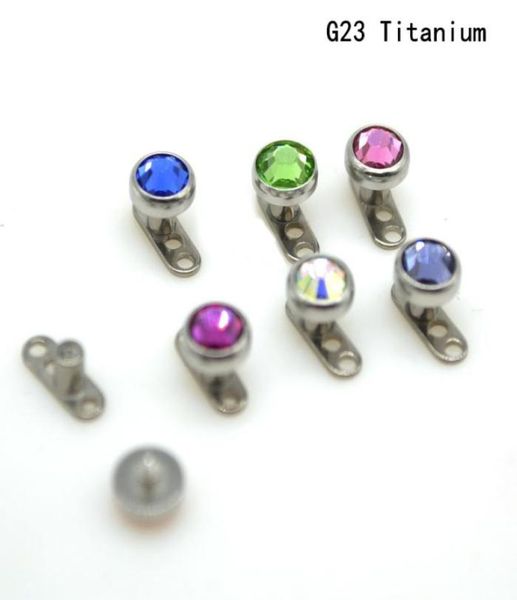 

dermal anchor skin diver body piercing jewelry grade 23 titanium g23 cz crystal gem 4mm head micro retainers5311920, Silver