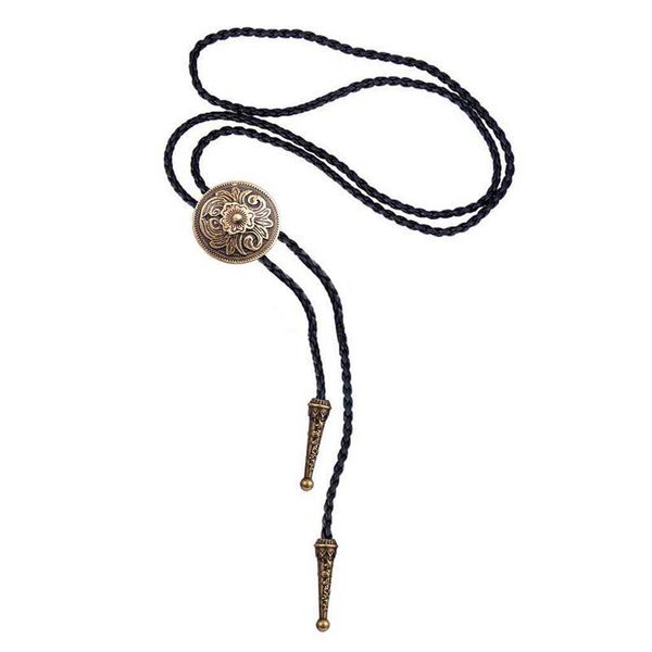 

bolo ties bolo tie antique brass silver color flower totem round buckle adjustable western cowboy novelty ties hkd230719, Red