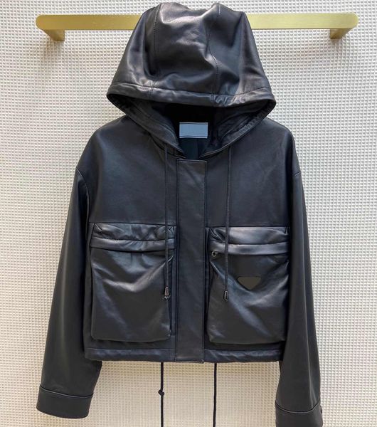 

women's jacket designer faux leather coat fashion winter warm pocket short hooded parkas womens clothing, Black