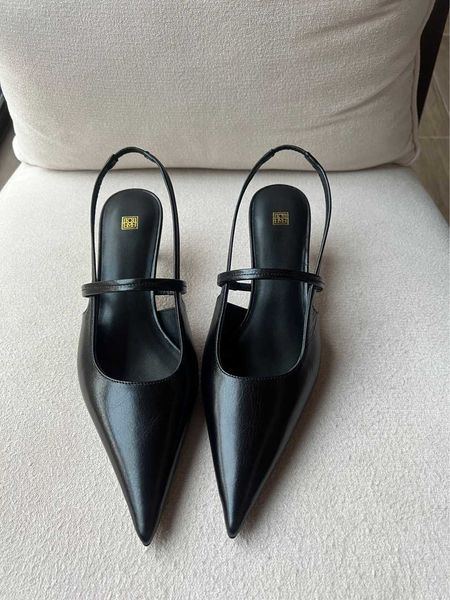 

toteme shoes 2023 spring/summer new fashion pointed calf leather open heel shoes genuine leather baotou high heel sandals for women