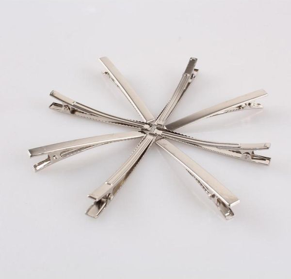 

200pcslot 47mm single prong metal alligator hair clips hairpins korker bow for women girl party fascinator hat hair accessories f7566359, Golden;silver