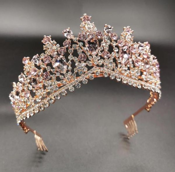 

hair clips barrettes pink crystal tiaras and crown bridal wedding accessories simple headpieces headbands for women girls party 6581664, Golden;silver