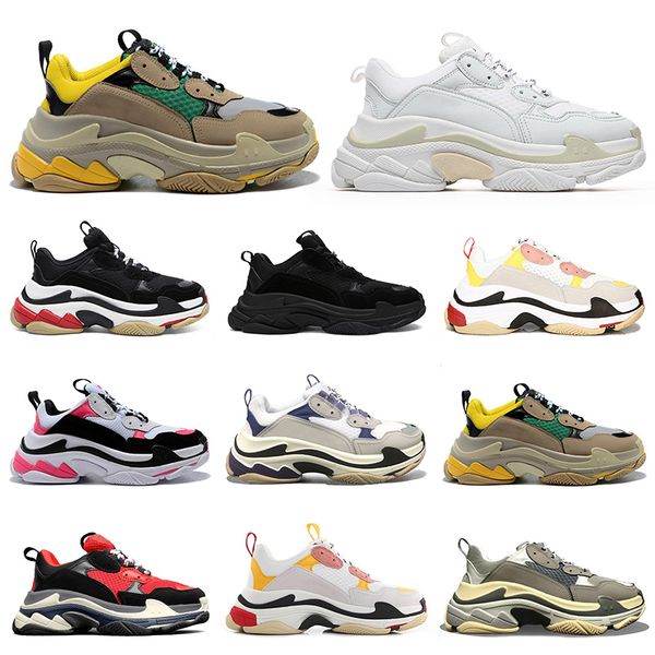 

17fw triple s men women designer casual shoes platform sneakers clear sole black white grey red pink blue royal green mens trainers jogging