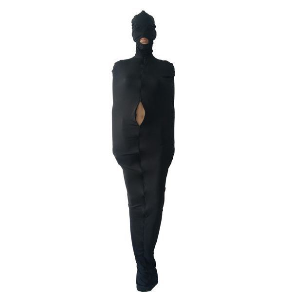 

costumes & cosplay fetish catsuit bodybag zentai sleeping bag full tight bodysuit lycar mummy bag stage props can removable mask open eyes a, Black