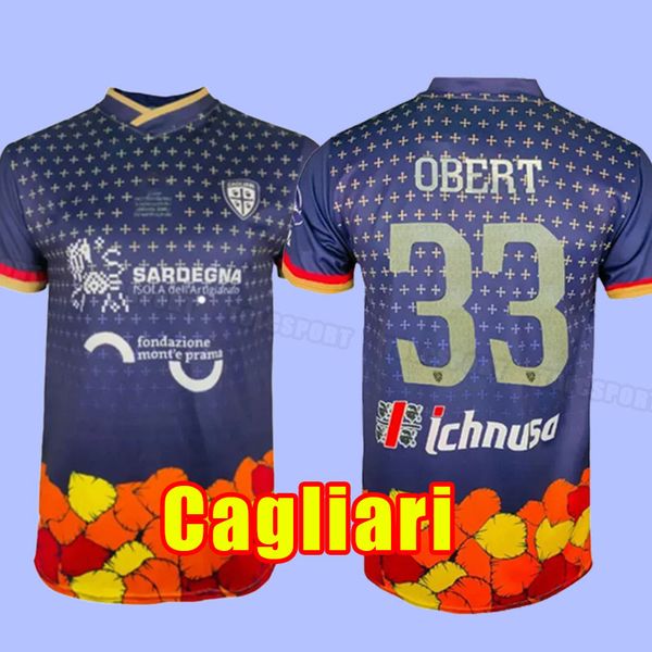 

cagliari 2023 calcio soccer jerseys gobbi 23 24 joao pedro godin nandez centenary special version football shirts maillots de futol men, Black;yellow
