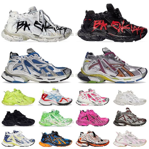 

balencaigas track runner 3.0 7.0 casual shoes mens womens designer sneaker multicolor vintage lilac purple pink triple s white light blue sn, Black