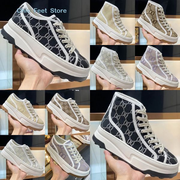 

designer women sneaker italy g 1977 tennis canvas casual shoes low-high-classic retro sneaker trendy fabric trims thick-soled shoes size 35-, Black