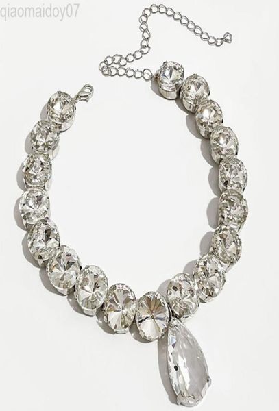 

peri039sbox large vintage teardrop choker necklace luxury crystal necklaces for women large rhinestone necklace for wedding jew1473982, Silver