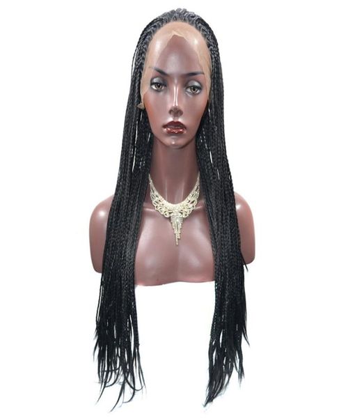 

natural black braided lace front wigs long braids wigs 1824 inch glueless synthetic lace front wigs for black women heat resistan3993303