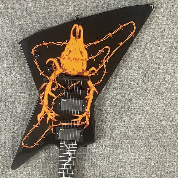 

custom shop elk skull mx250 black explorer electric guitar china emg pickup black hardware guitars guitarra