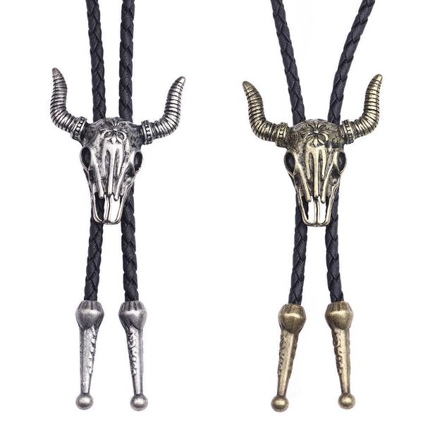 

bolo ties retro new cow animal zodiac bolo bow tie for men necklace antique metal neckties leather rope shirt collar bowtie cowboy jewelry h, Red