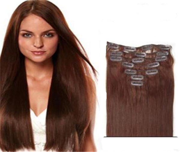 

33 extensiones natural 100 human hair clip in hair extensions 22 inches brazilian straight clip ins7258621, Black;brown