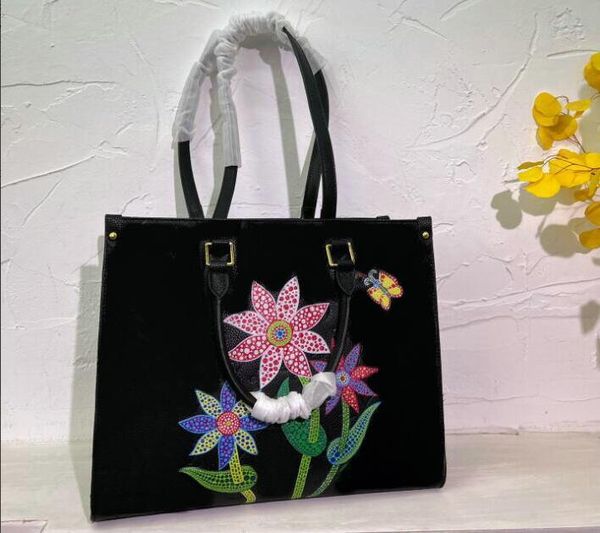 

designers onthego large capacity leather embossing flower shoulder bags fashion woman tote handbag handle lady shopping bag