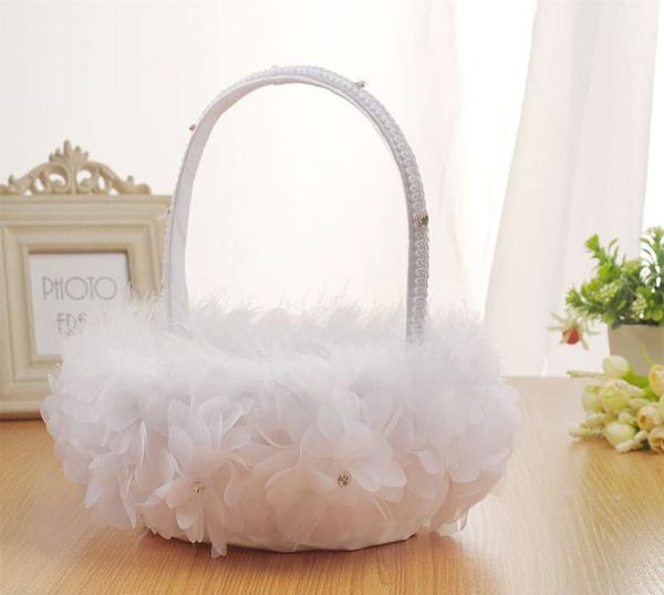 

new diamond flower basket wedding ceremony party feather girl basket for wedding supplies 8297167